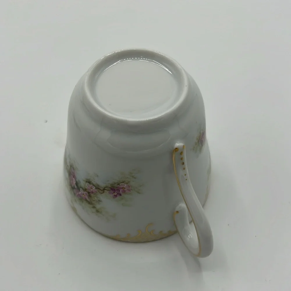 THEODORE HAVILAND EARLY 1900’s VINTAGE PINK PURPLE FLORAL TEA CUP AND SAUCER SET